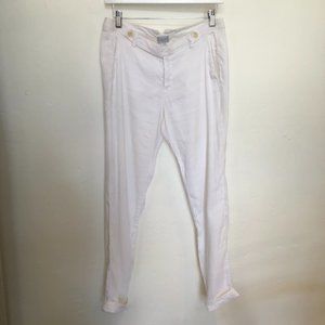 TRANSIT PAR SUCH low rise white linen pant